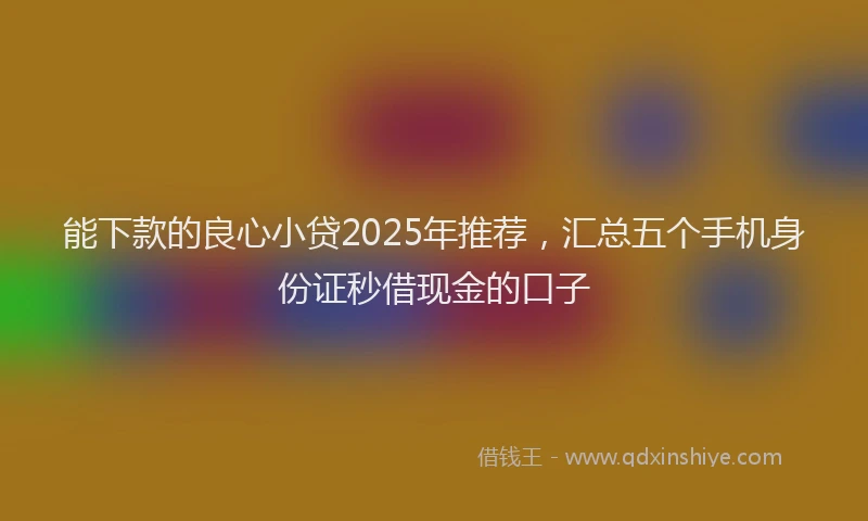 能下款的良心小贷2025年推荐，汇总五个手机身份证秒借现金的口子