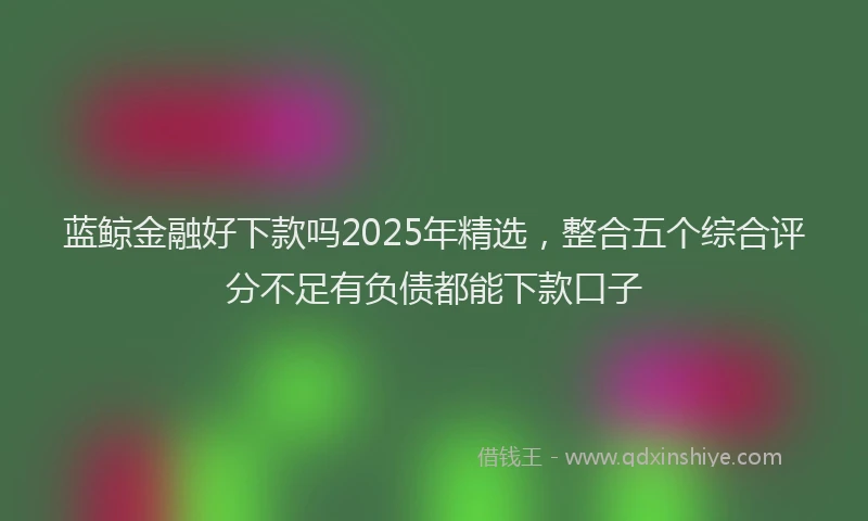 蓝鲸金融好下款吗2025年精选，整合五个综合评分不足有负债都能下款口子