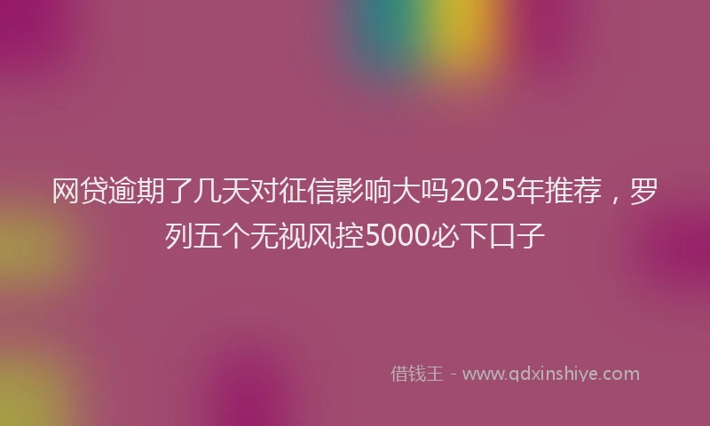 网贷逾期了几天对征信影响大吗2025年推荐，罗列五个无视风控5000必下口子