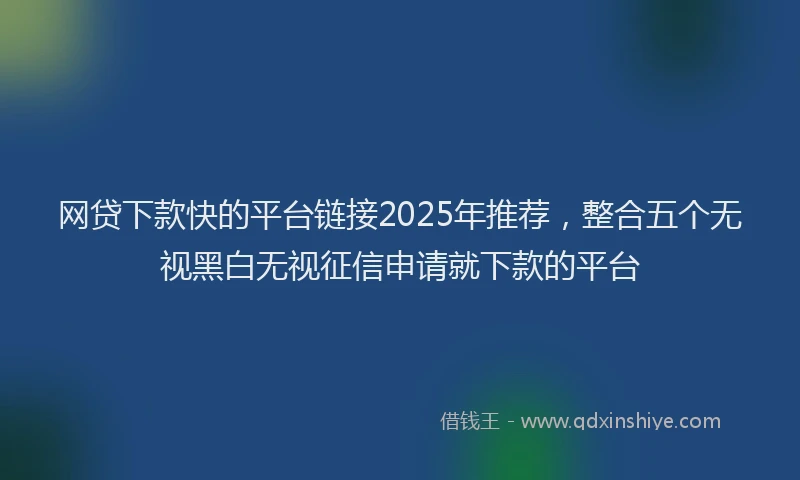 网贷下款快的平台链接2025年推荐，整合五个无视黑白无视征信申请就下款的平台