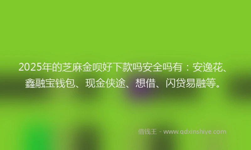 2025年的芝麻金呗好下款吗安全吗有：安逸花、鑫融宝钱包、现金侠途、想借、闪贷易融等。