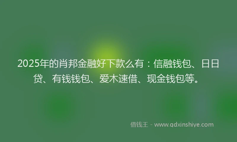 2025年的肖邦金融好下款么有：信融钱包、日日贷、有钱钱包、爱木速借、现金钱包等。