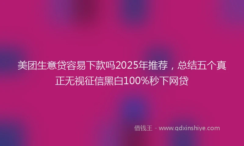 美团生意贷容易下款吗2025年推荐，总结五个真正无视征信黑白100%秒下网贷