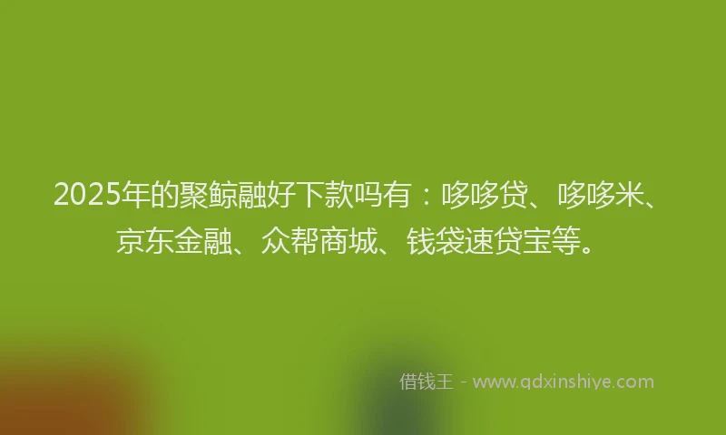 2025年的聚鲸融好下款吗有：哆哆贷、哆哆米、京东金融、众帮商城、钱袋速贷宝等。