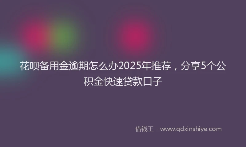 花呗备用金逾期怎么办2025年推荐，分享5个公积金快速贷款口子