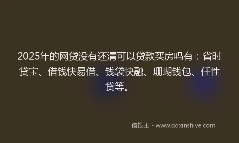 2025年的网贷没有还清可以贷款买房吗有：省时贷宝、借钱快易借、钱袋快融、珊瑚钱包、任性贷等。