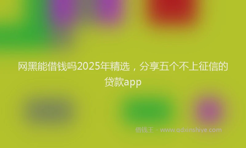 网黑能借钱吗2025年精选，分享五个不上征信的贷款app