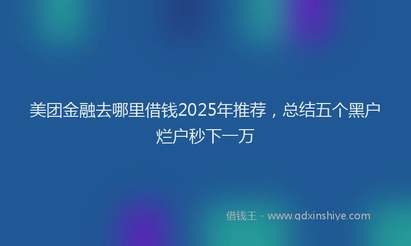 美团金融去哪里借钱2025年推荐，总结五个黑户烂户秒下一万