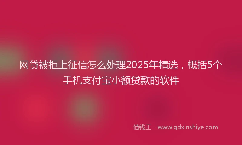 网贷被拒上征信怎么处理2025年精选，概括5个手机支付宝小额贷款的软件