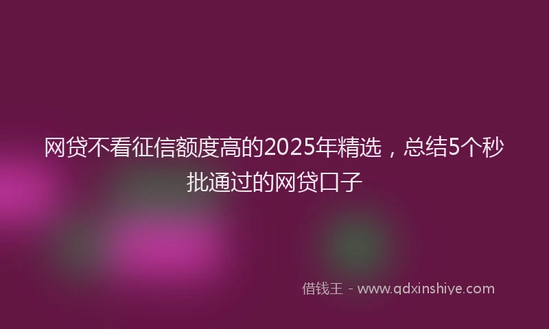 网贷不看征信额度高的2025年精选，总结5个秒批通过的网贷口子