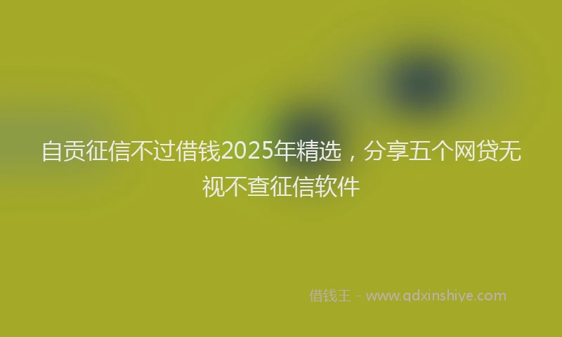 自贡征信不过借钱2025年精选，分享五个网贷无视不查征信软件