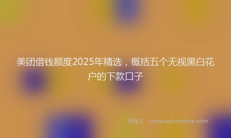 美团借钱额度2025年精选，概括五个无视黑白花户的下款口子