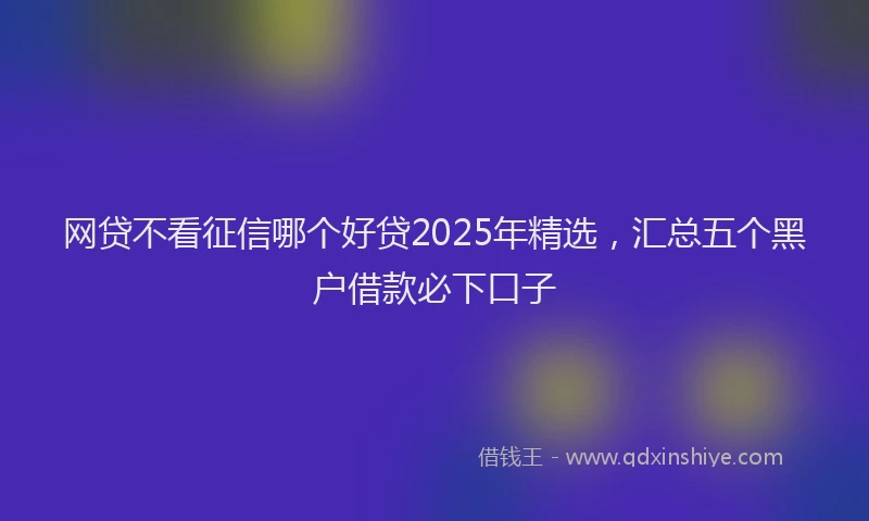 网贷不看征信哪个好贷2025年精选，汇总五个黑户借款必下口子