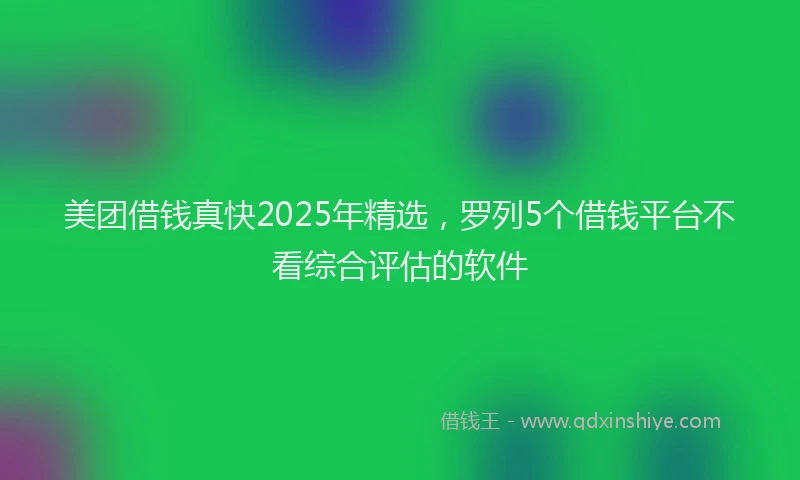 美团借钱真快2025年精选，罗列5个借钱平台不看综合评估的软件