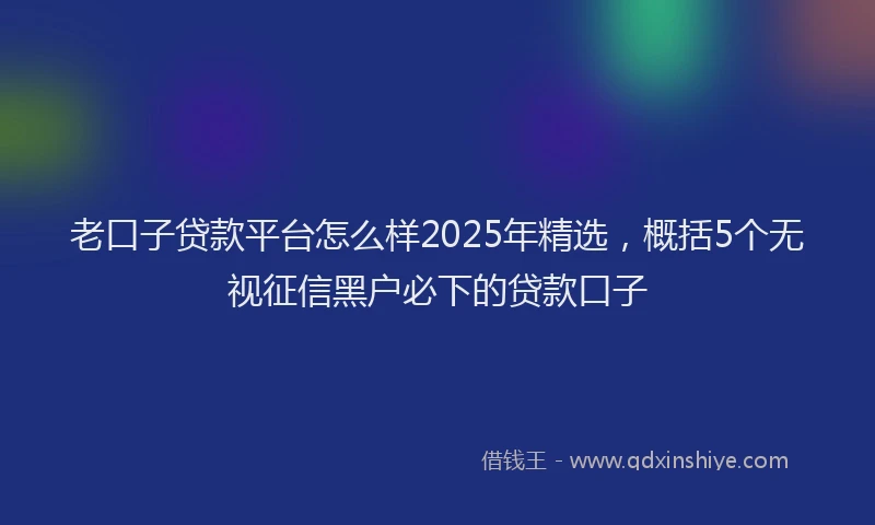 老口子贷款平台怎么样2025年精选，概括5个无视征信黑户必下的贷款口子