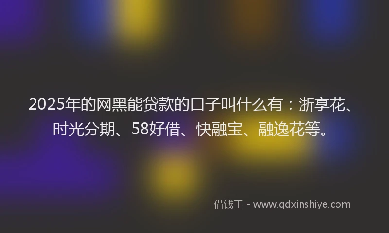 2025年的网黑能贷款的口子叫什么有：浙享花、时光分期、58好借、快融宝、融逸花等。
