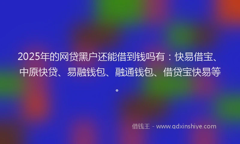 2025年的网贷黑户还能借到钱吗有：快易借宝、中原快贷、易融钱包、融通钱包、借贷宝快易等。