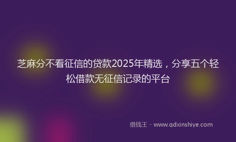 芝麻分不看征信的贷款2025年精选，分享五个轻松借款无征信记录的平台