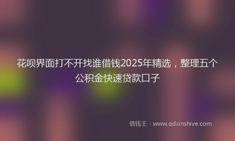 花呗界面打不开找谁借钱2025年精选，整理五个公积金快速贷款口子