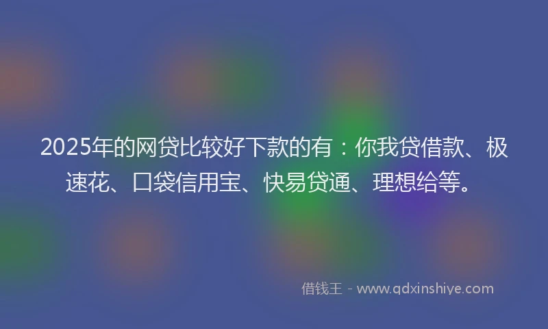 2025年的网贷比较好下款的有：你我贷借款、极速花、口袋信用宝、快易贷通、理想给等。