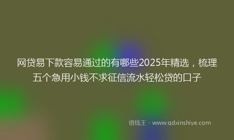 网贷易下款容易通过的有哪些2025年精选，梳理五个急用小钱不求征信流水轻松贷的口子