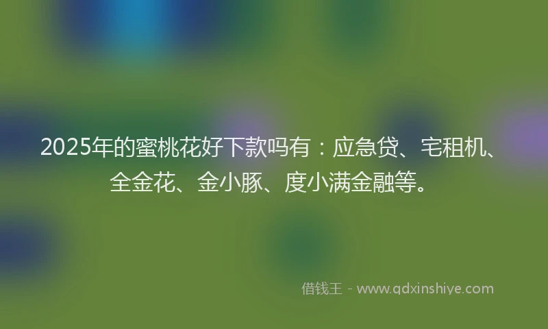 2025年的蜜桃花好下款吗有：应急贷、宅租机、全金花、金小豚、度小满金融等。