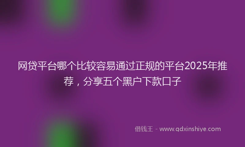 网贷平台哪个比较容易通过正规的平台2025年推荐，分享五个黑户下款口子