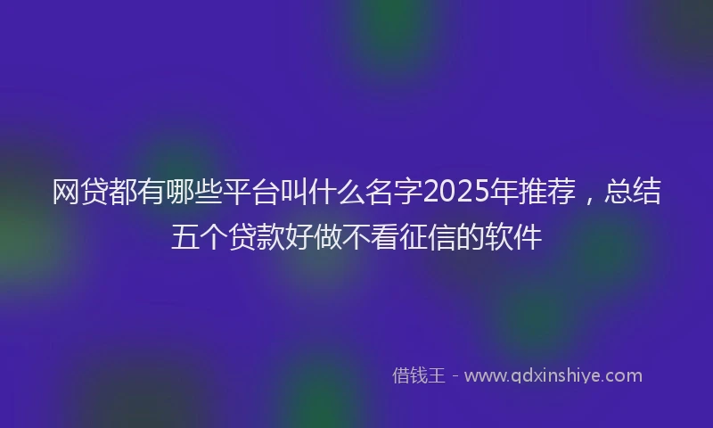 网贷都有哪些平台叫什么名字2025年推荐，总结五个贷款好做不看征信的软件