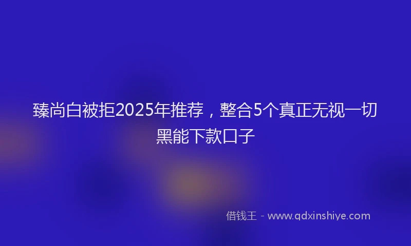 臻尚白被拒2025年推荐，整合5个真正无视一切黑能下款口子