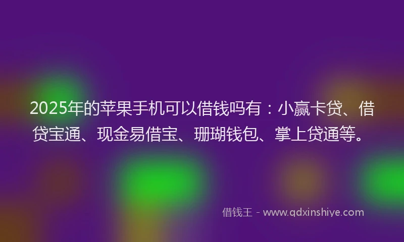 2025年的苹果手机可以借钱吗有：小赢卡贷、借贷宝通、现金易借宝、珊瑚钱包、掌上贷通等。
