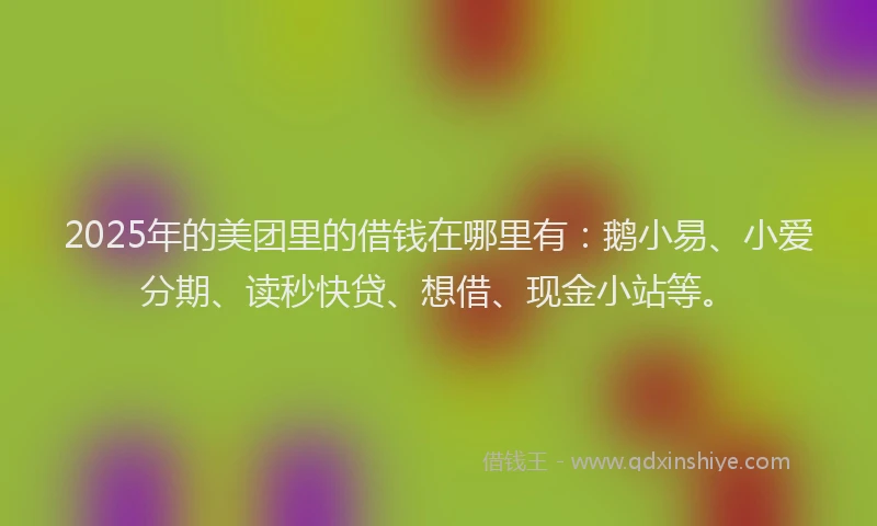 2025年的美团里的借钱在哪里有：鹅小易、小爱分期、读秒快贷、想借、现金小站等。