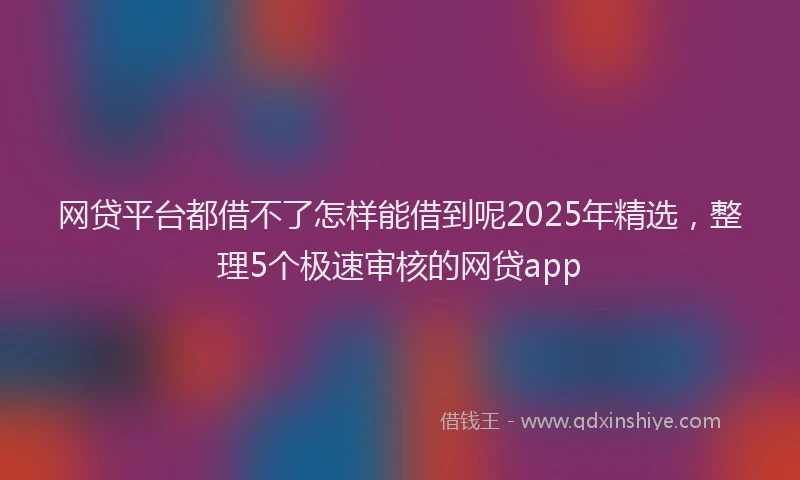 网贷平台都借不了怎样能借到呢2025年精选，整理5个极速审核的网贷app