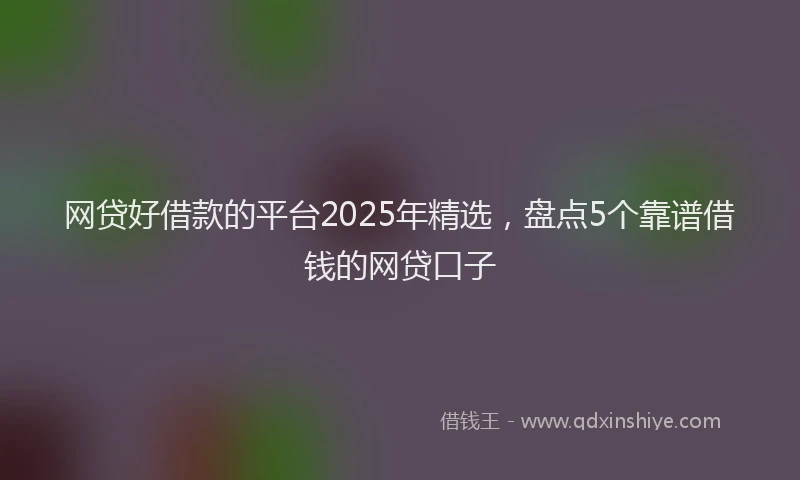 网贷好借款的平台2025年精选，盘点5个靠谱借钱的网贷口子