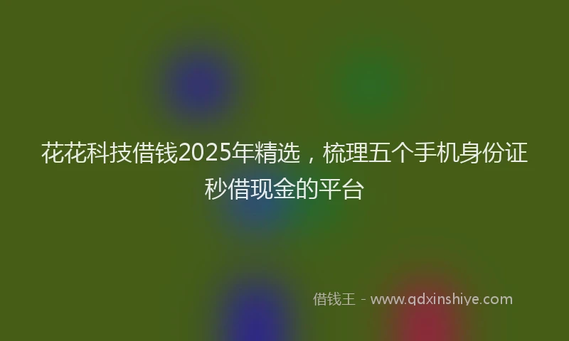 花花科技借钱2025年精选，梳理五个手机身份证秒借现金的平台