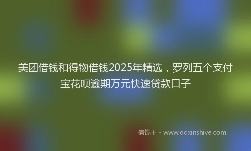 美团借钱和得物借钱2025年精选，罗列五个支付宝花呗逾期万元快速贷款口子