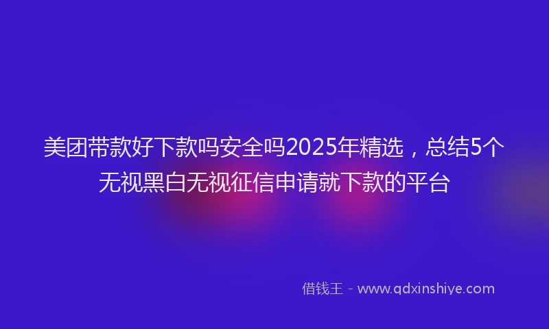 美团带款好下款吗安全吗2025年精选，总结5个无视黑白无视征信申请就下款的平台