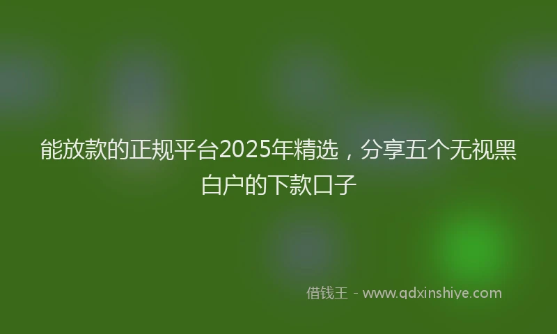 能放款的正规平台2025年精选，分享五个无视黑白户的下款口子