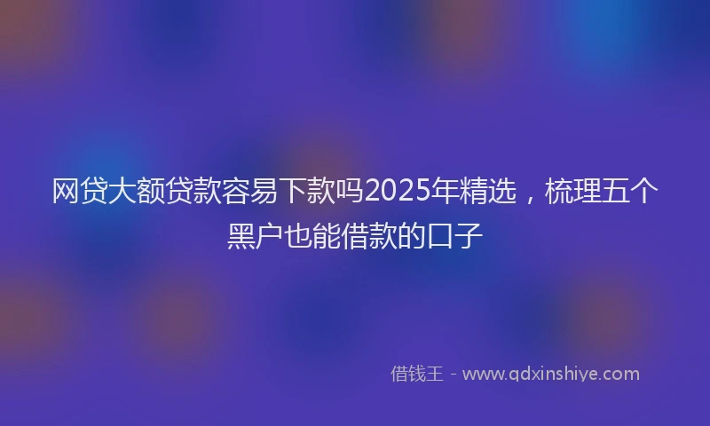 网贷大额贷款容易下款吗2025年精选，梳理五个黑户也能借款的口子