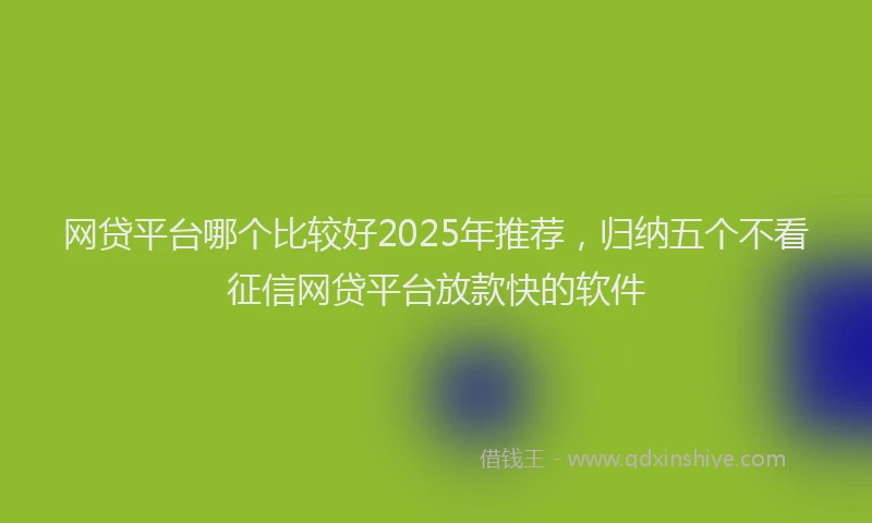 网贷平台哪个比较好2025年推荐，归纳五个不看征信网贷平台放款快的软件