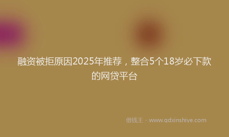 融资被拒原因2025年推荐，整合5个18岁必下款的网贷平台