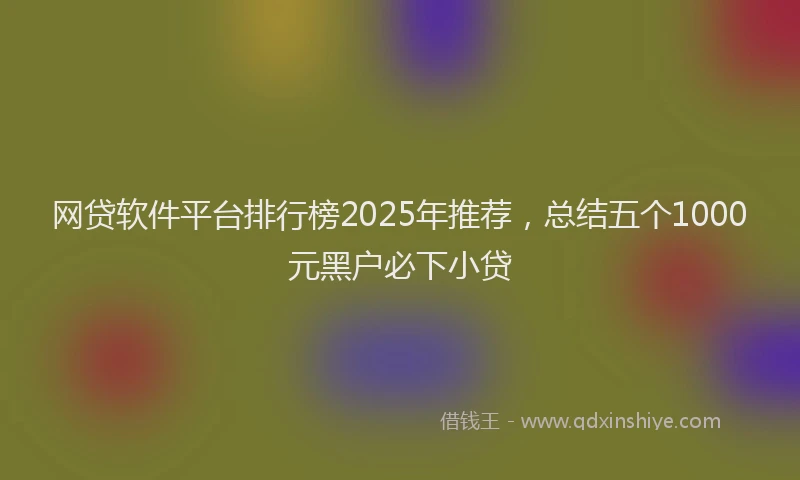 网贷软件平台排行榜2025年推荐，总结五个1000元黑户必下小贷