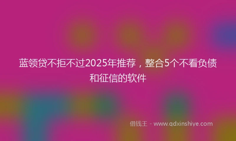 蓝领贷不拒不过2025年推荐，整合5个不看负债和征信的软件