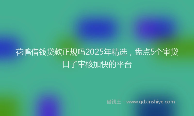 花鸭借钱贷款正规吗2025年精选，盘点5个审贷口子审核加快的平台