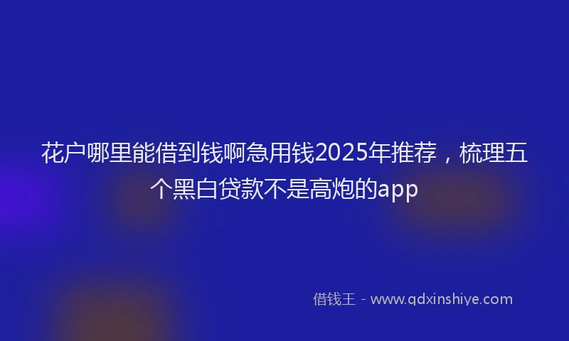 花户哪里能借到钱啊急用钱2025年推荐，梳理五个黑白贷款不是高炮的app