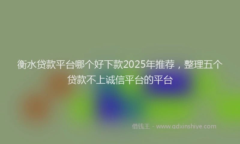 衡水贷款平台哪个好下款2025年推荐，整理五个贷款不上诚信平台的平台