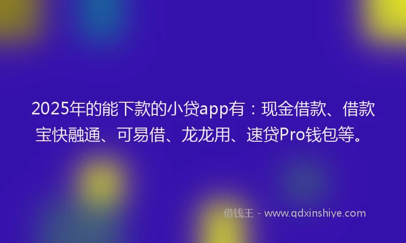 2025年的能下款的小贷app有：现金借款、借款宝快融通、可易借、龙龙用、速贷Pro钱包等。