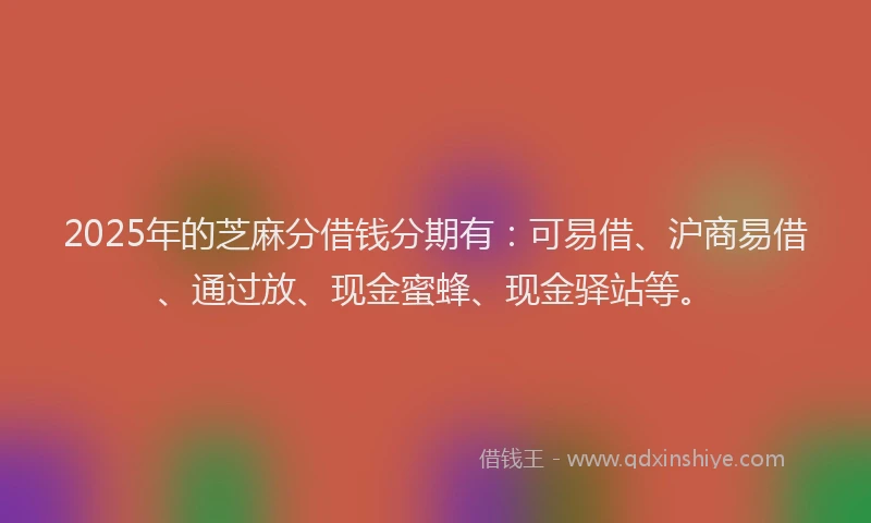 2025年的芝麻分借钱分期有：可易借、沪商易借、通过放、现金蜜蜂、现金驿站等。