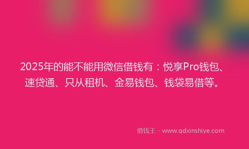 2025年的能不能用微信借钱有：悦享Pro钱包、速贷通、只从租机、金易钱包、钱袋易借等。