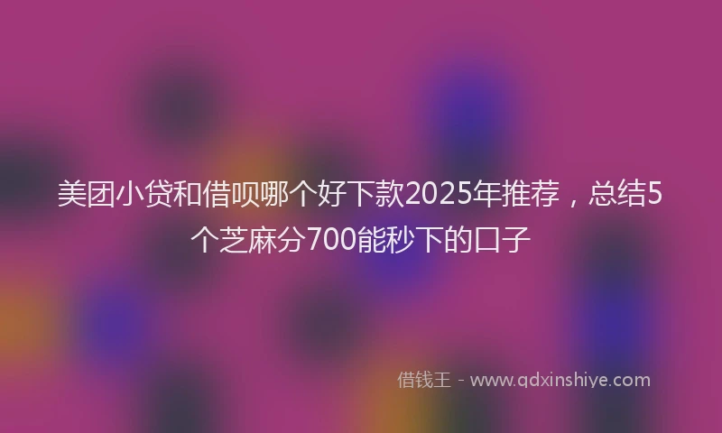 美团小贷和借呗哪个好下款2025年推荐，总结5个芝麻分700能秒下的口子