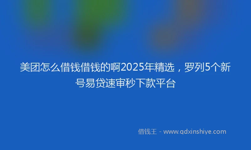 美团怎么借钱借钱的啊2025年精选，罗列5个新号易贷速审秒下款平台